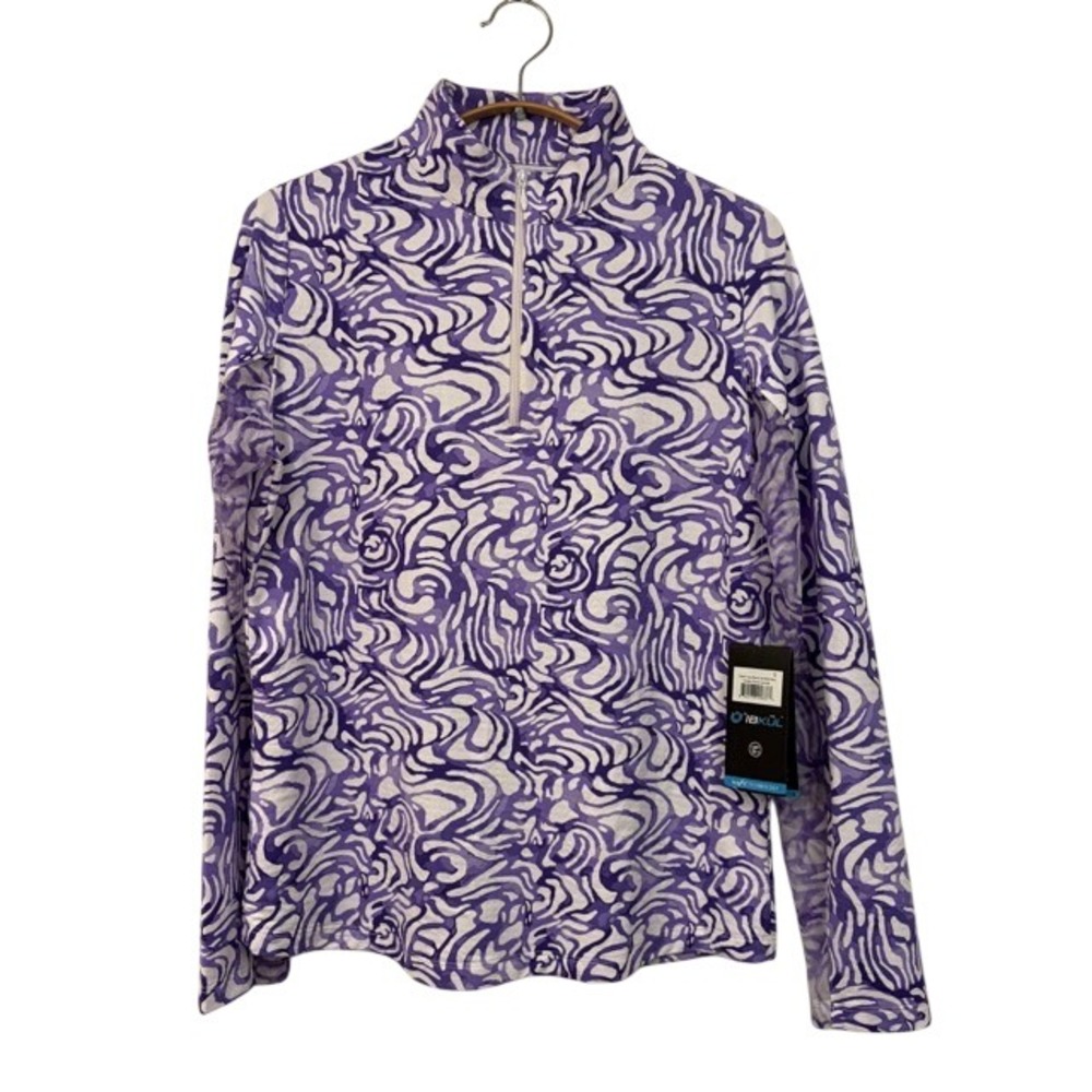 IBKUL Womens Kinsley Plum Lavender‎ Icefil Cooling Zip Mock Neck Sun Shirt Small